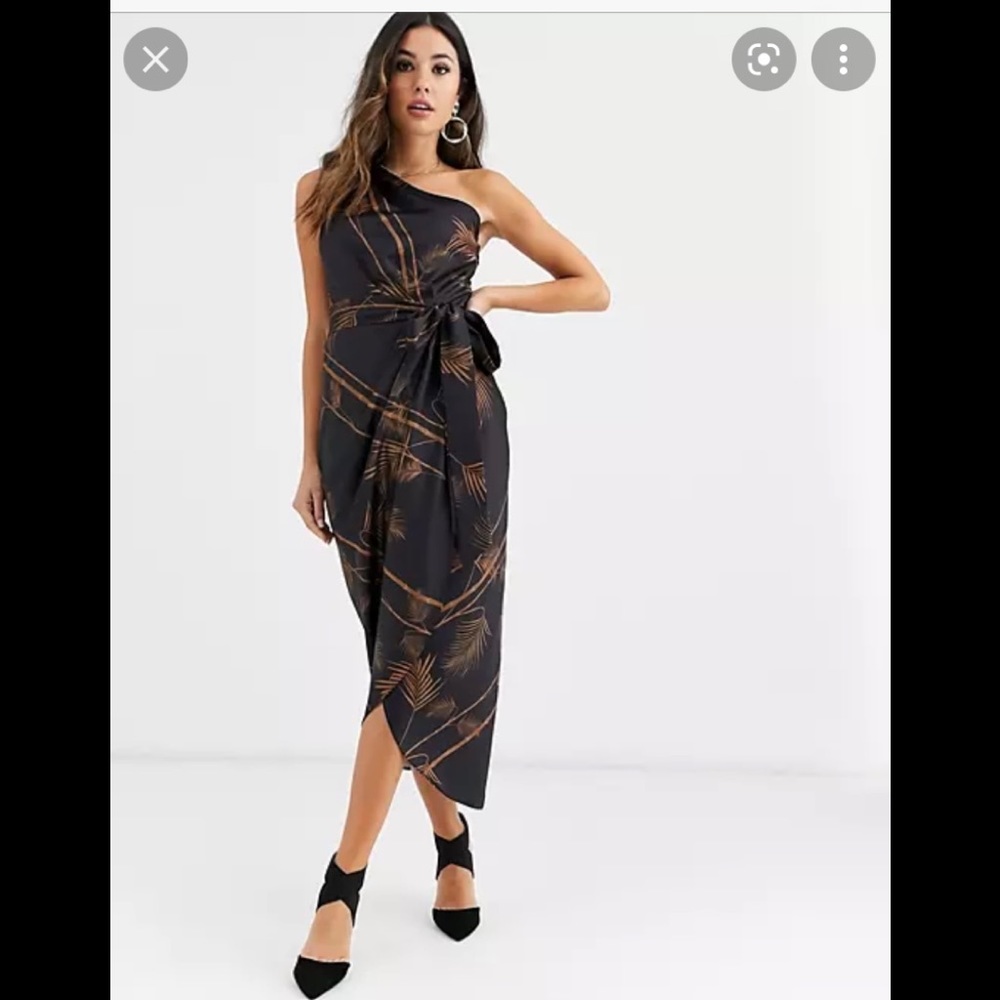 Ted Baker Gabia caramel one shoulder midi dress